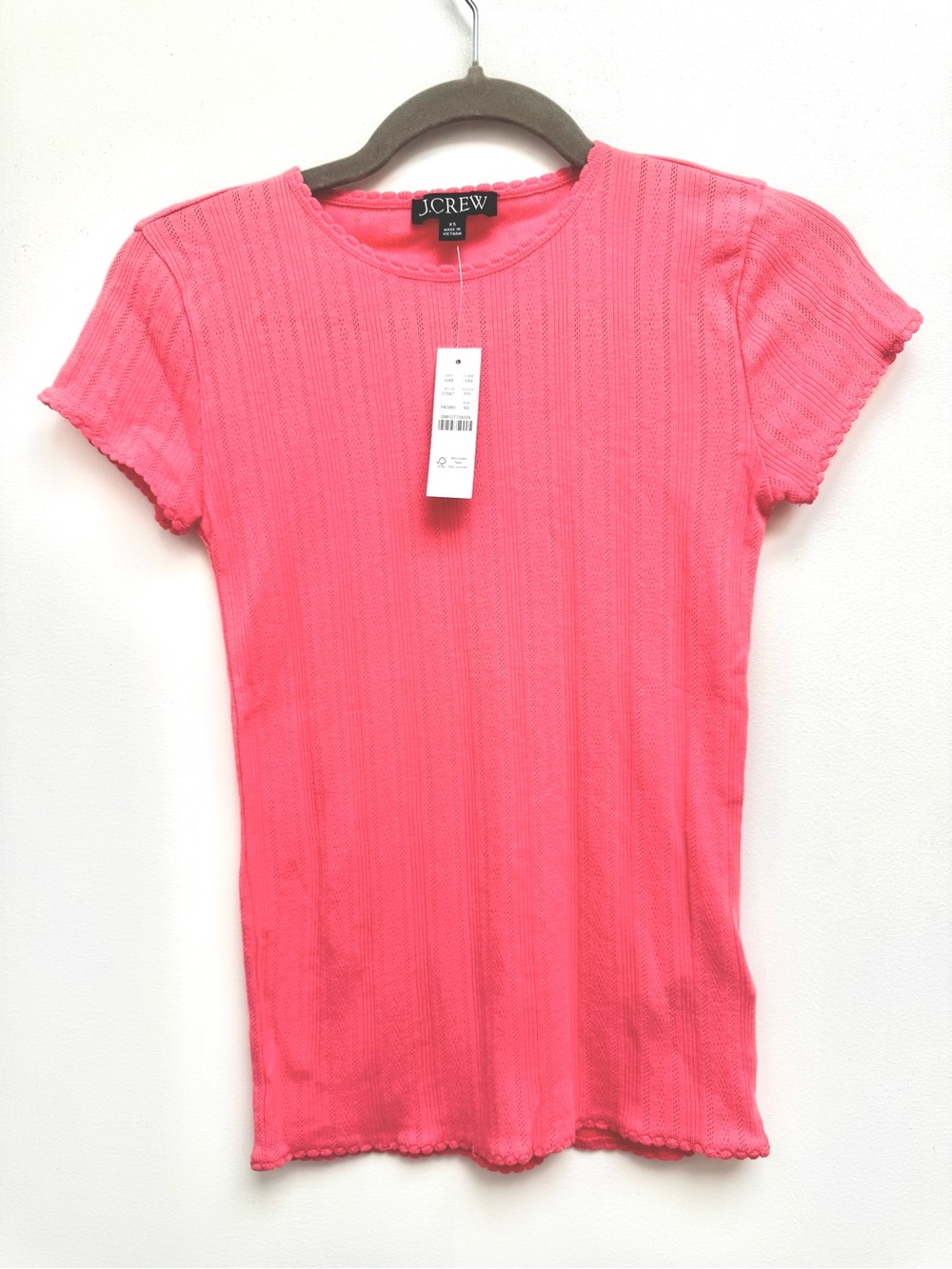 J. Crew Coral Pink Pointelle Short-Sleeve Tee